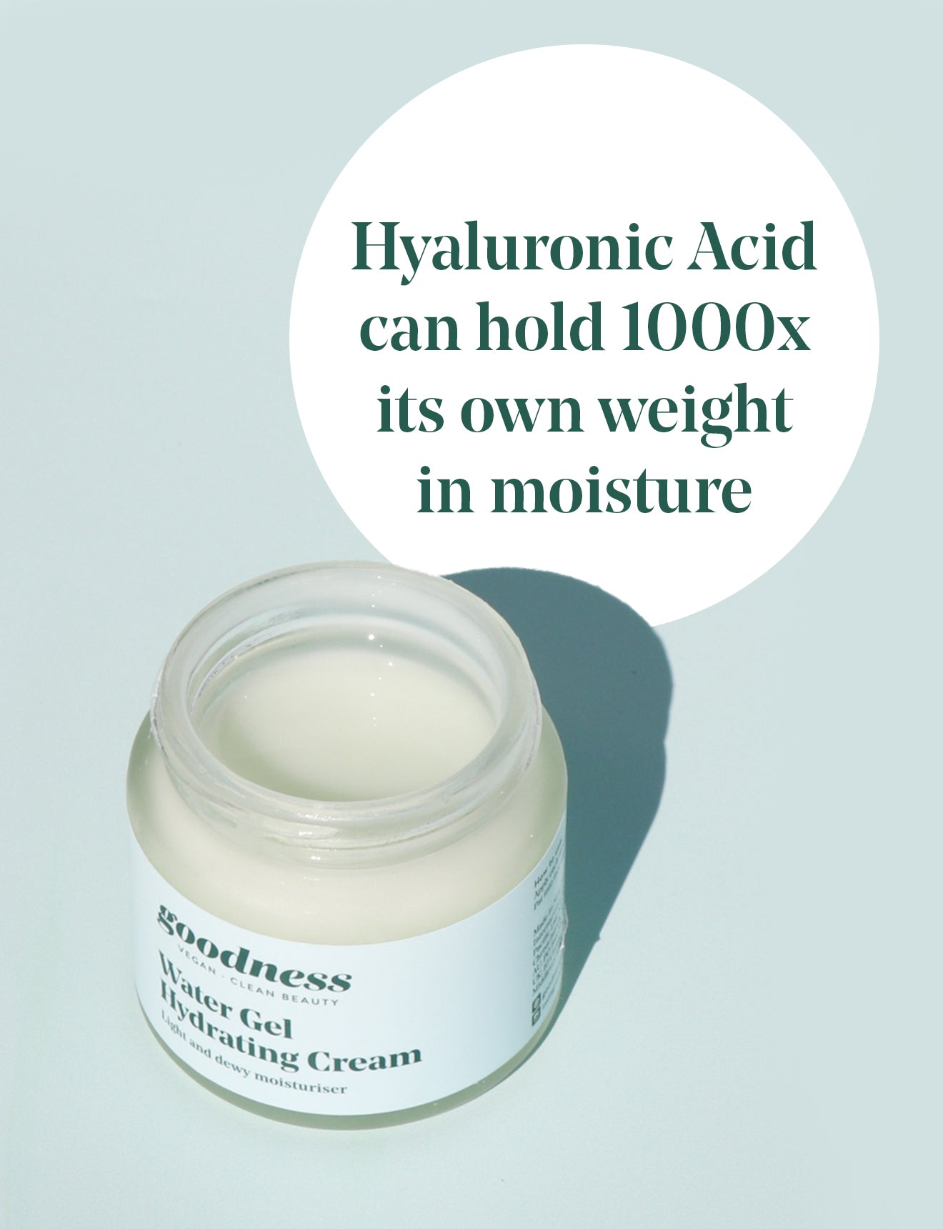 Goodness Vegan Skincare Water Gel Hydrating Cream with Hyaluronic Acid